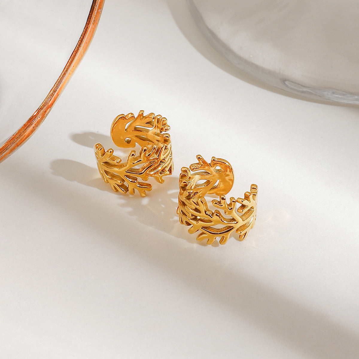Damen Ohrstecker im eleganten Korallen-Design Shop Nory