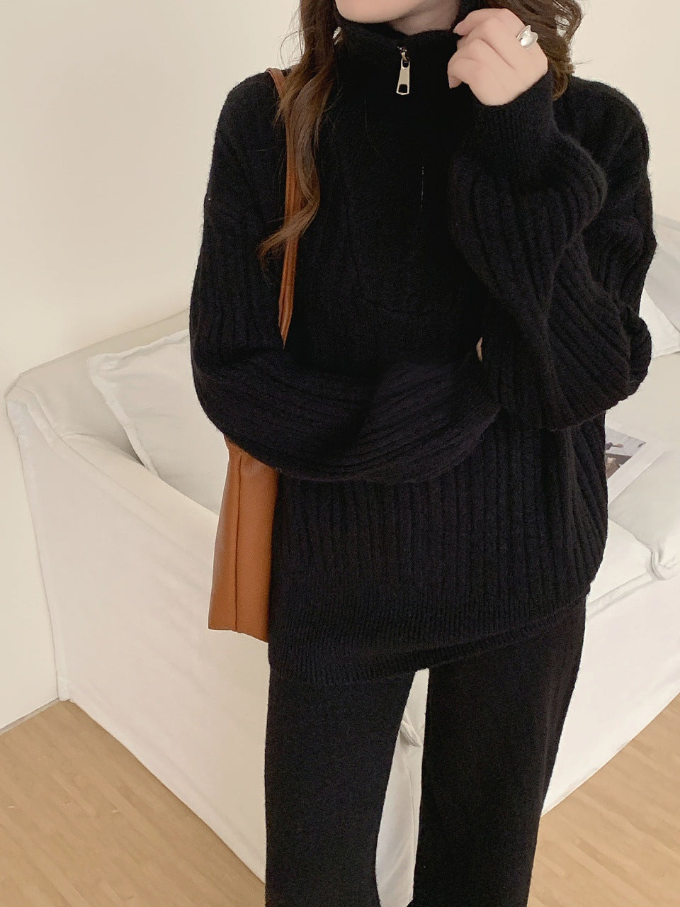 Damen Modischer Pullover mit Reißverschluss Shop Nory