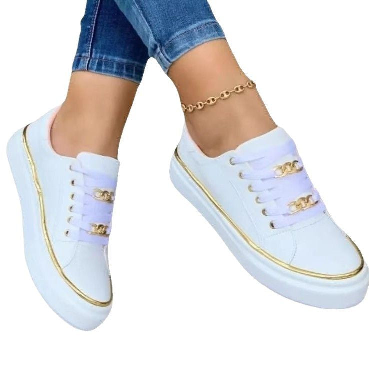 Damen trendige Sneakers mit luxuriösen goldenen Details