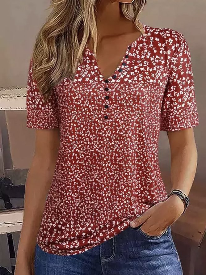 Damen Kurzarmbluse mit floralem Muster