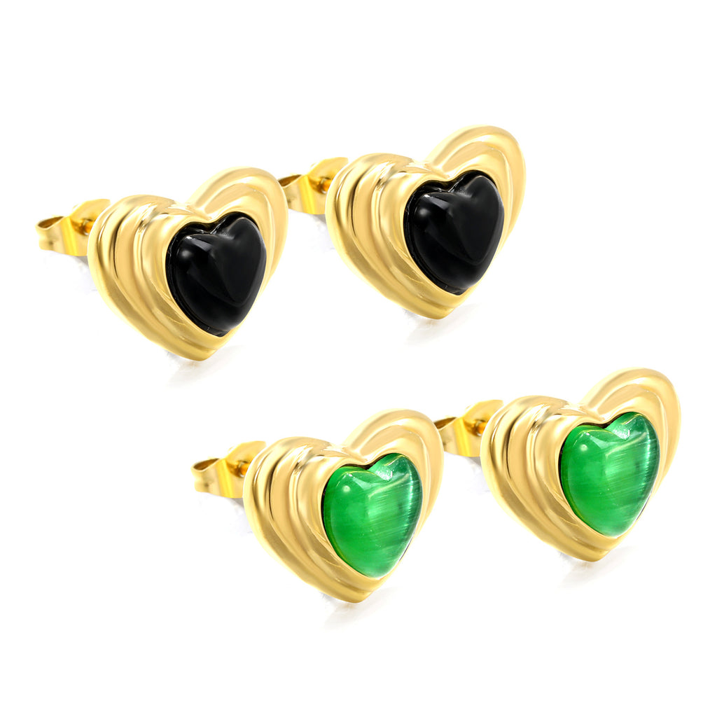 Damen Ohrstecker im eleganten Herzdesign mit hochwertiger Goldoptik Shop Nory