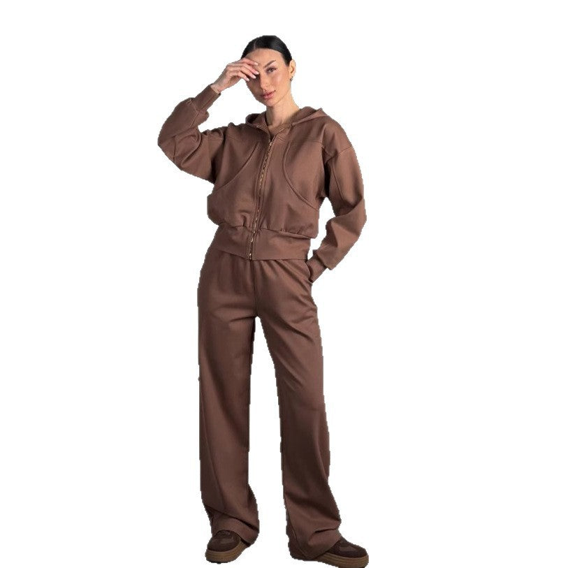 Damen kurz geschnittene Reißverschluss-Kapuzenjacke mit überschnittener Schulter, tiefen Eingrifftaschen und elastischem Bund Shop Nory