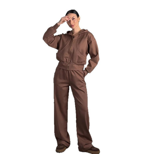 Damen kurz geschnittene Reißverschluss-Kapuzenjacke mit überschnittener Schulter, tiefen Eingrifftaschen und elastischem Bund Shop Nory
