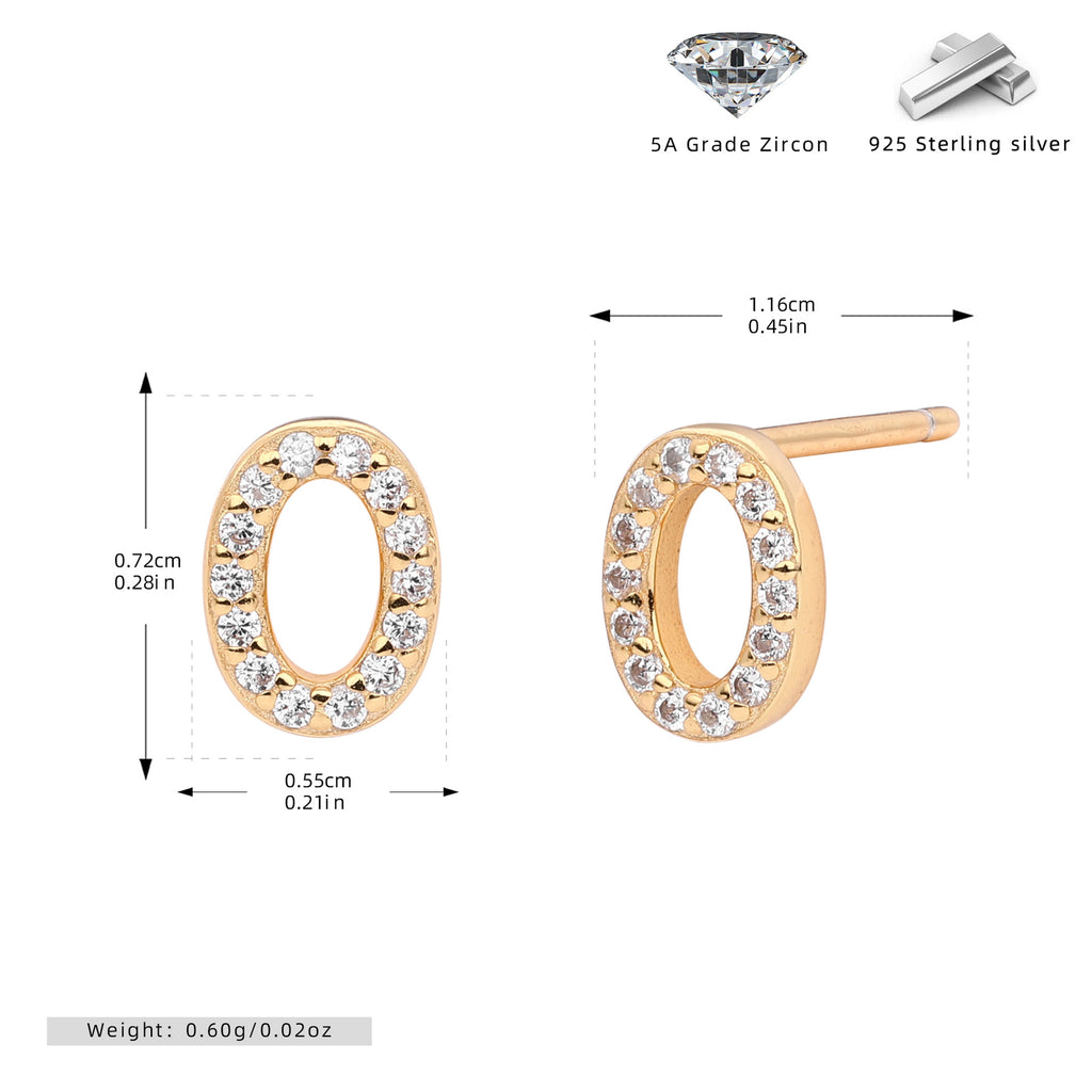 Damen Ohrstecker aus 925 Sterling Silber mit luxuriösem Zirkonbuchstaben R Shop Nory