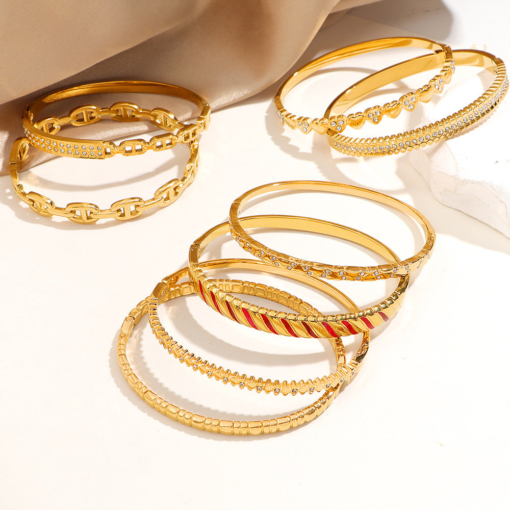 Damen Kristallverzierte Gold Armreif Bracelet Shop Nory