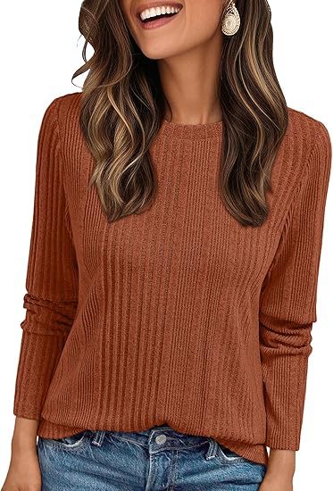 Damen Geripptes Feinstrick-Longsleeve mit Rundhalsausschnitt und legerer Passform Shop Nory