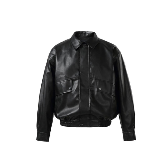 Unisex Kurz geschnittene Kunstleder‑Bomberjacke mit kastigem Boxy‑Schnitt Shop Nory