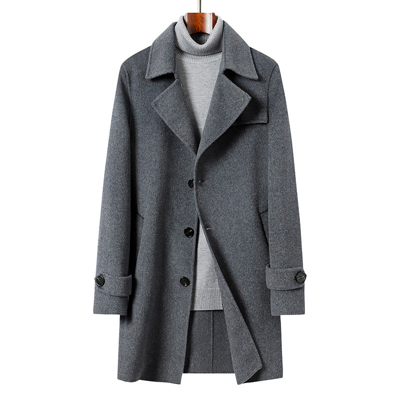 Herren Klassischer Maßgeschneiderter Wollgemisch Mantel Shop Nory