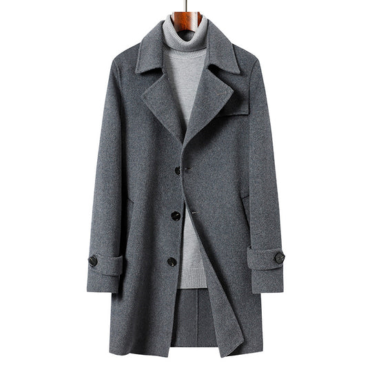 Herren Klassischer Maßgeschneiderter Wollgemisch Mantel Shop Nory