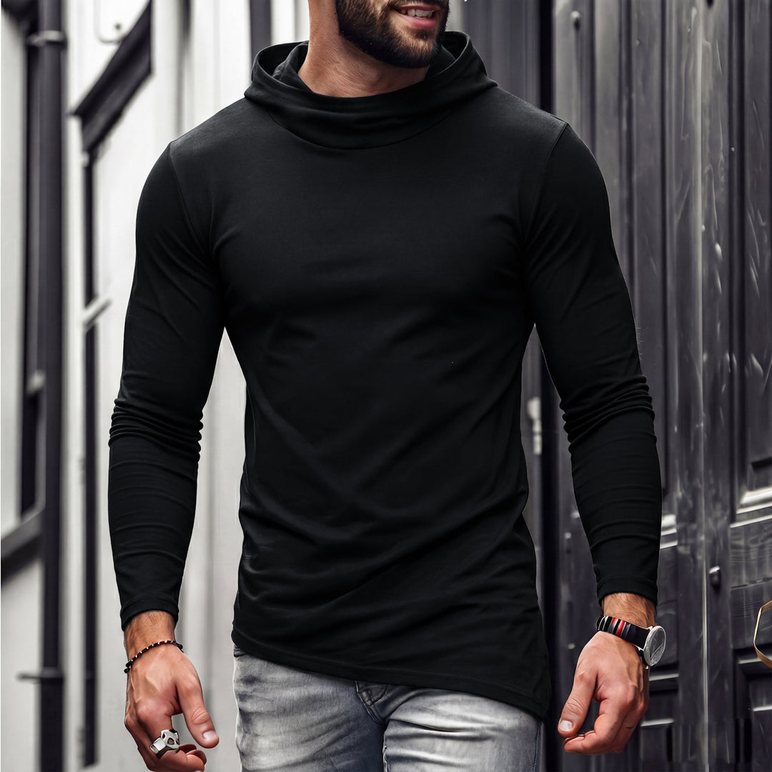 Herren Enganliegendes Langarmshirt mit hohem Schlauchkragen und asymmetrischem Saum Shop Nory