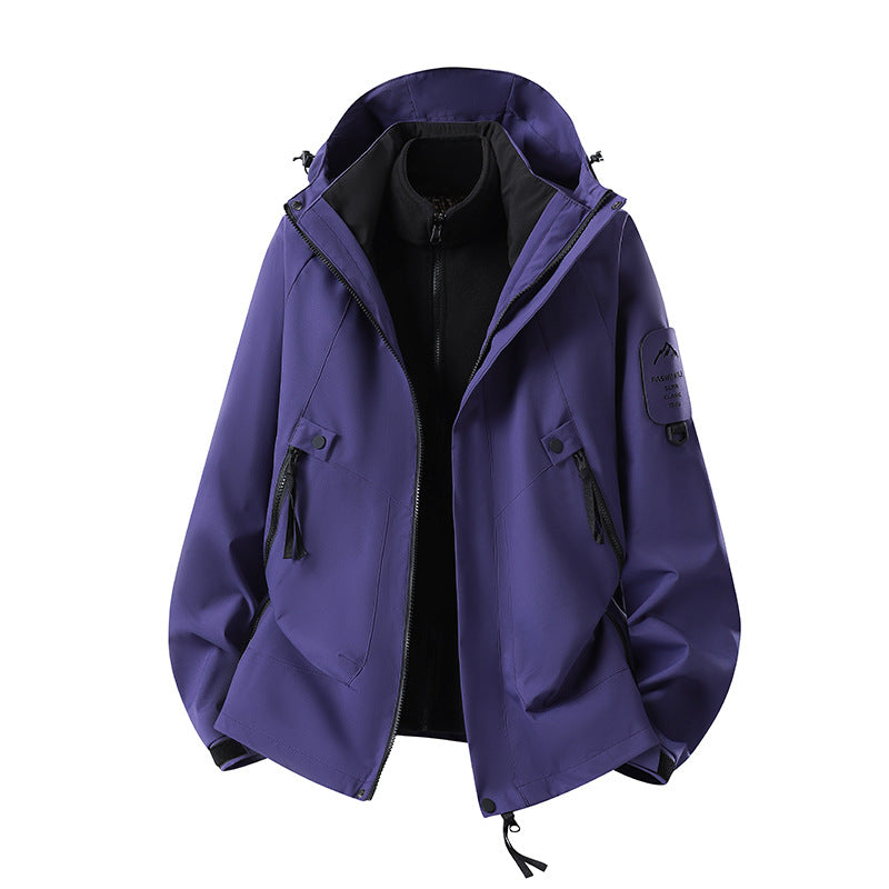 Herren Zwei-in-eins Wetterschutzjacke mit abnehmbarer Steppweste und verstellbarer Kapuze Shop Nory