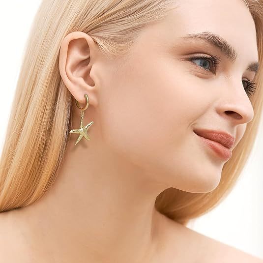 Damen Ohrhänger mit maritimem Sternen-Design und eleganter Oberflächenstruktur Shop Nory