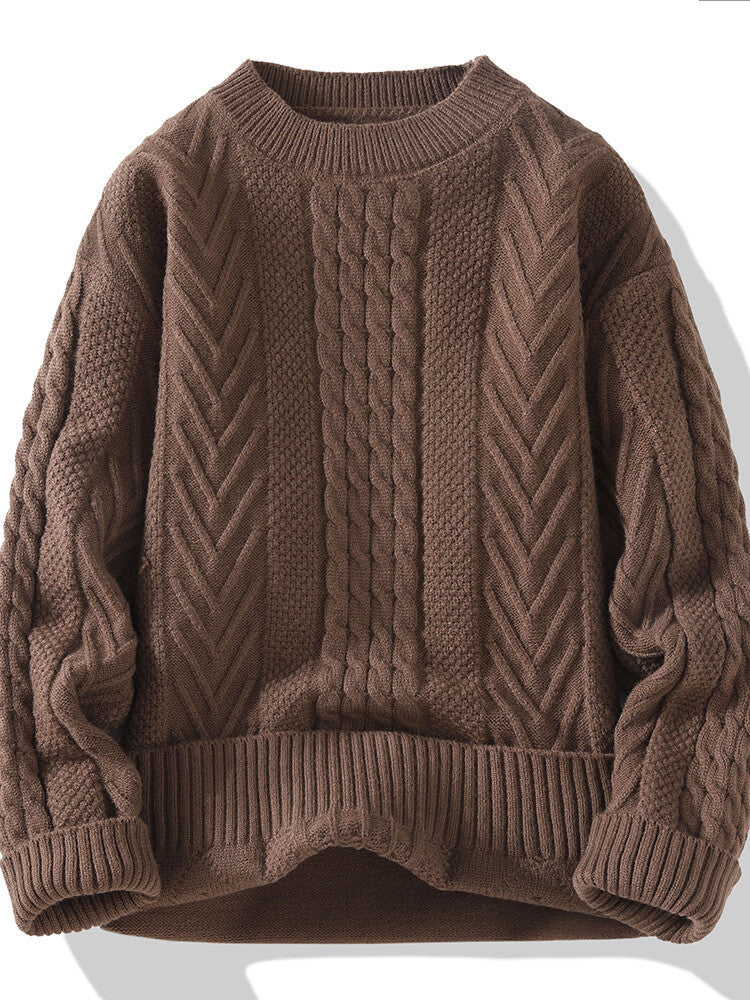 Herren Grobstrickpullover mit Zopfmuster und lässigem Schnitt