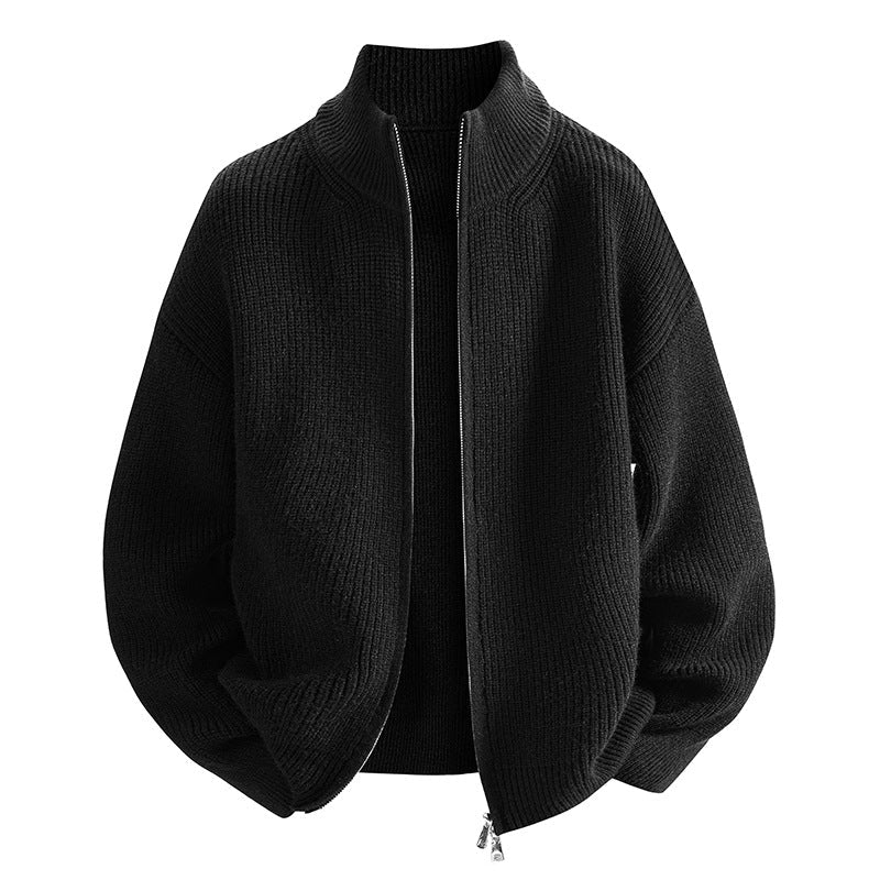 Damen modische Strickjacke mit hohem Kragen und Reißverschluss