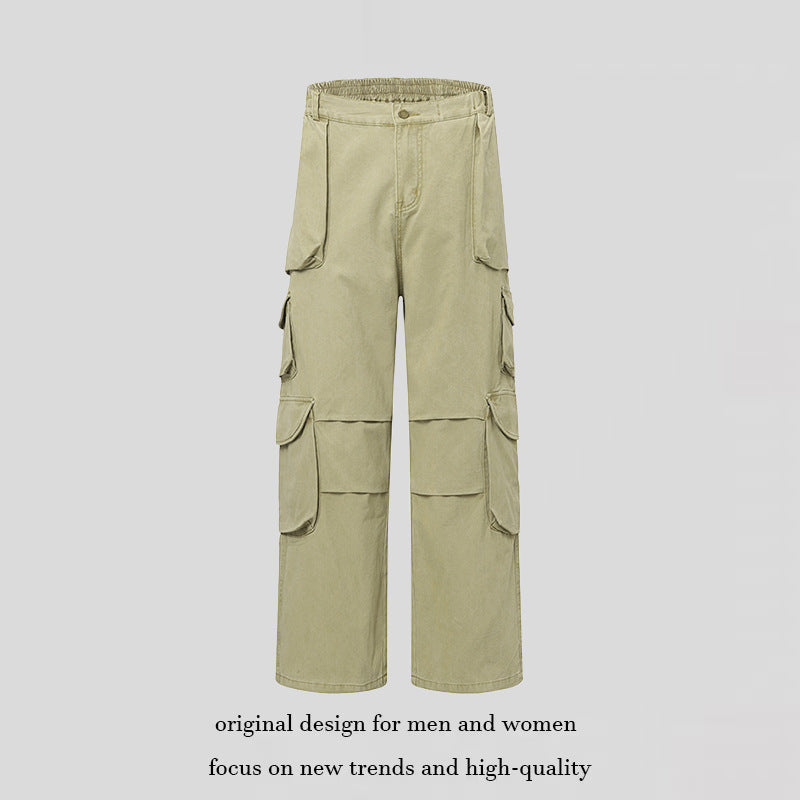 Damen Weite Cargo-Hose mit Multi-Taschen und hoher Taille Shop Nory