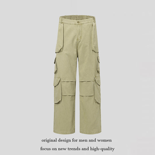 Damen Weite Cargo-Hose mit Multi-Taschen und hoher Taille Shop Nory