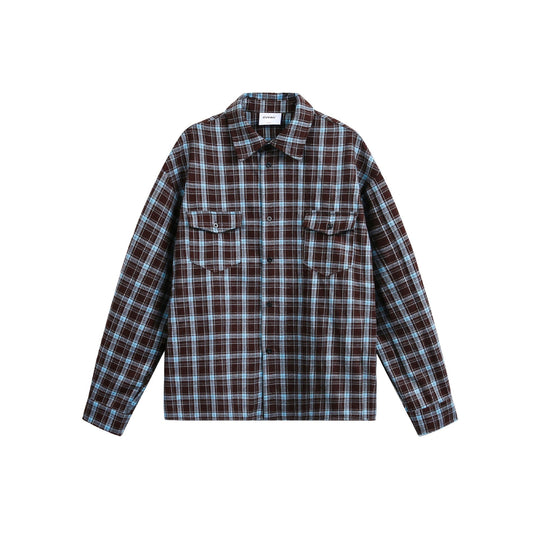 Herren Karierter Flanell-Overshirt-Jacke mit aufgesetzten Brusttaschen Shop Nory