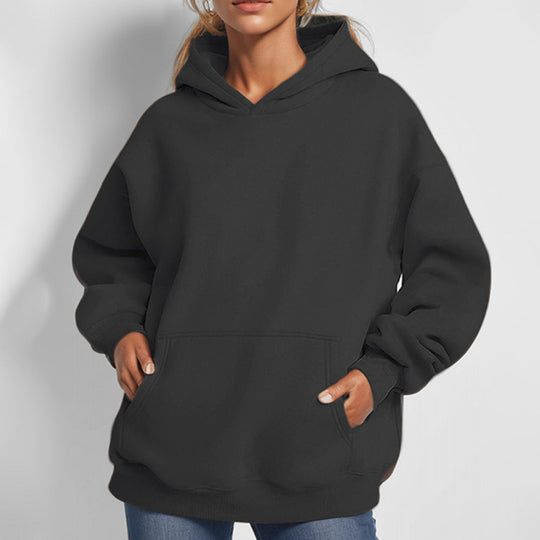 Damen nan extraweites Boxy-Kapuzenpullover mit tiefer Schulterpassform, Känguru-Eingrifftasche und angerauter Innenseite Shop Nory