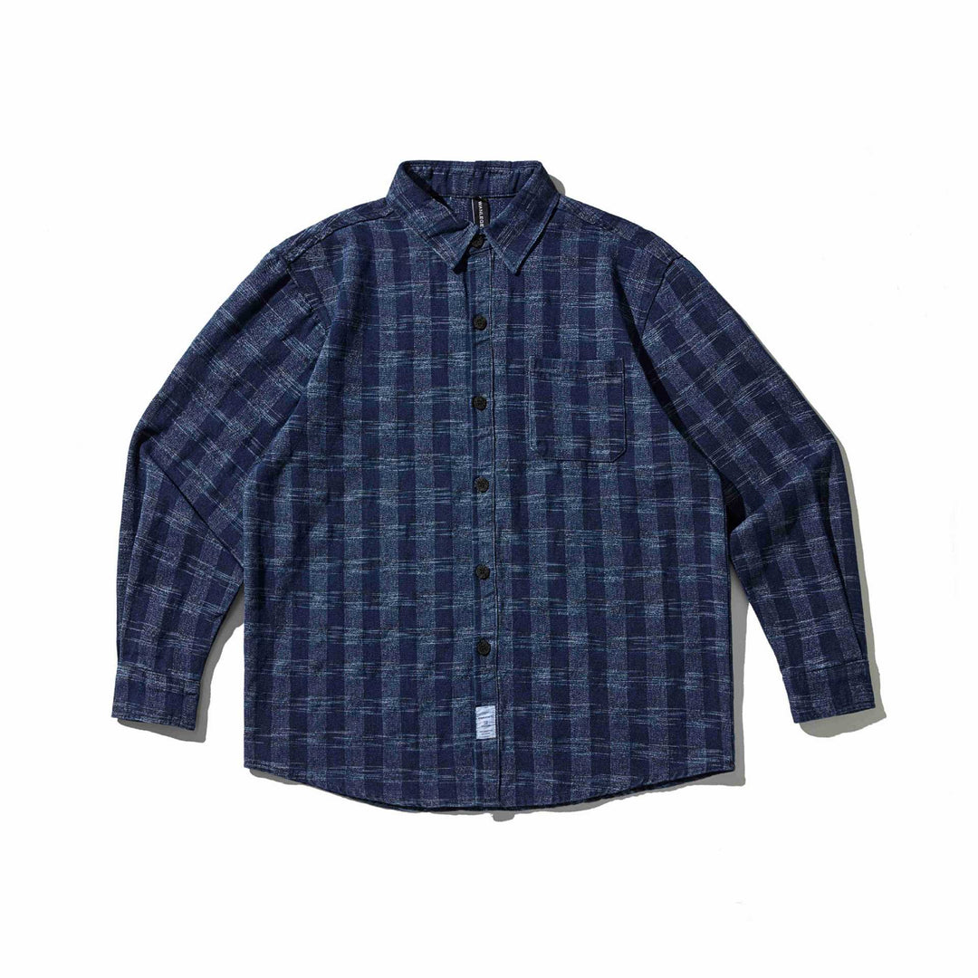 Herren Karo-Denim Hemdjacke mit abgerundetem Saum Shop Nory