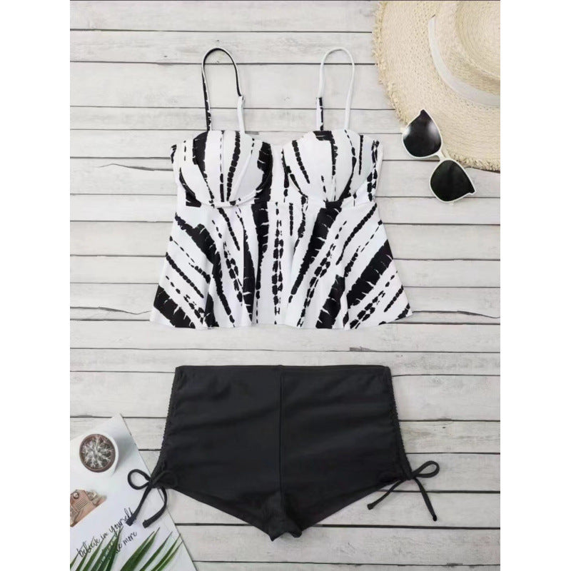 Damen Tankini-Set mit elegantem Volant-Oberteil und hohem Taillenslip Shopnory