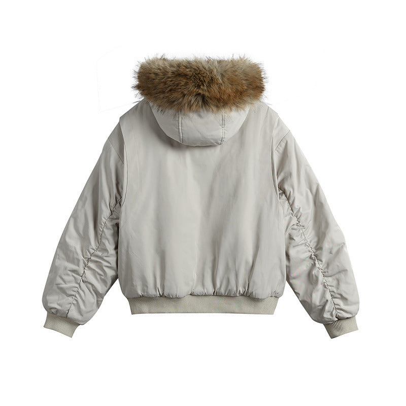 Damen Kurze isolierte Field-Bomberjacke mit Kapuze und abnehmbarem Kunstfellbesatz Shop Nory