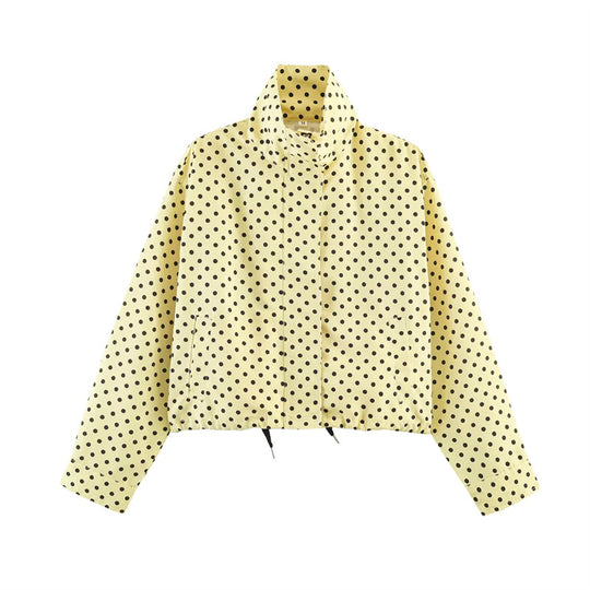 Damen Gekürzte Punkte-Utility-Jacke mit Stehkragen und Tunnelzug Shop Nory