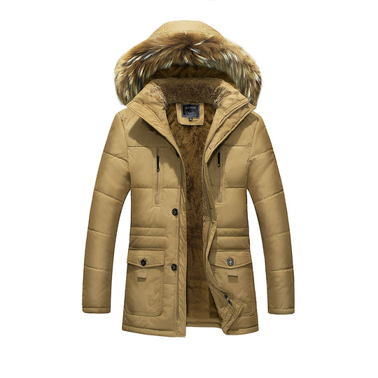 Herren wasserabweisender gesteppter Parka mit Kapuze, Kunstfellblende und Teddyfleece-Innenfutter Shop Nory