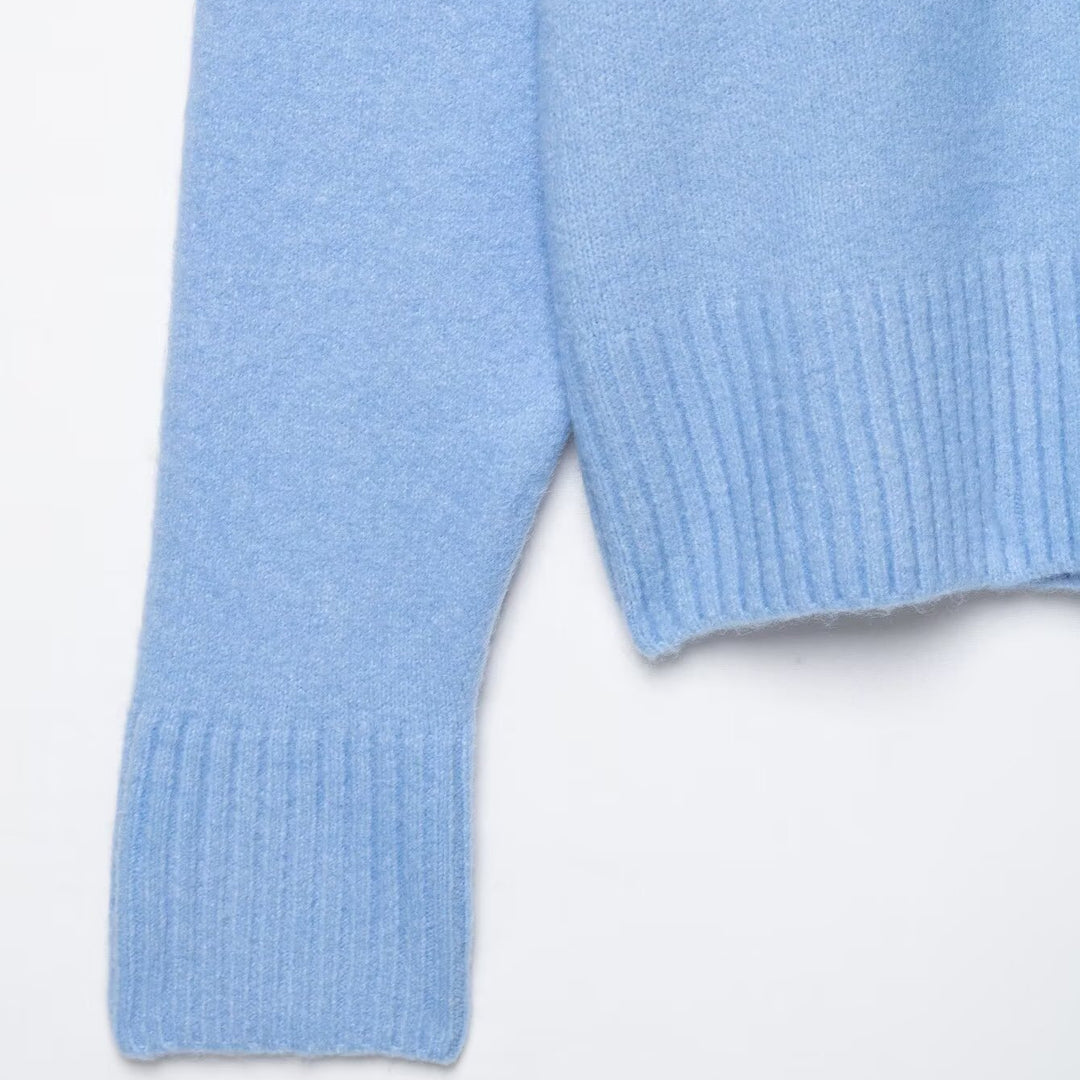 Damen Oversize V-Ausschnitt Pullover mit überschnittenen Schultern und breitem Rippbund Shop Nory