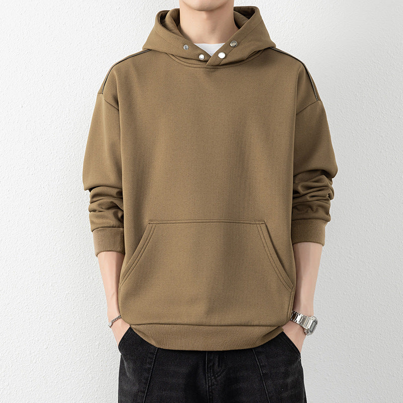 Herren Oversize-Kapuzenpullover mit Kängurutasche & Druckknopf-Hals Shop Nory