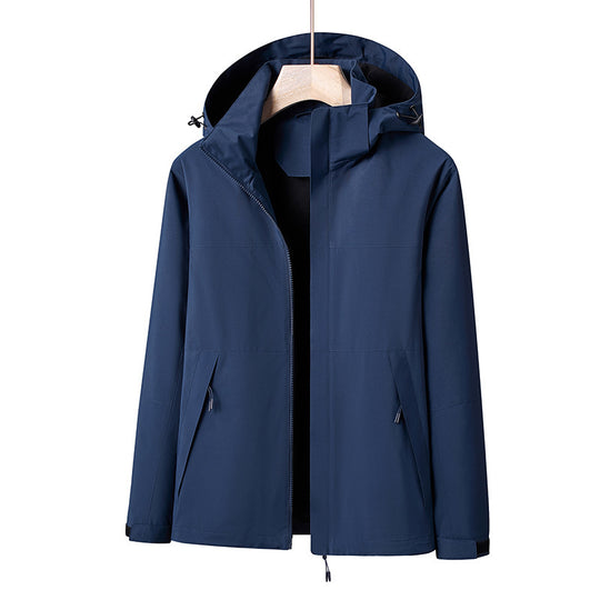 Herren Leichte winddichte Softshell-Regenjacke mit Kapuze und Kontrastbesatz Shop Nory