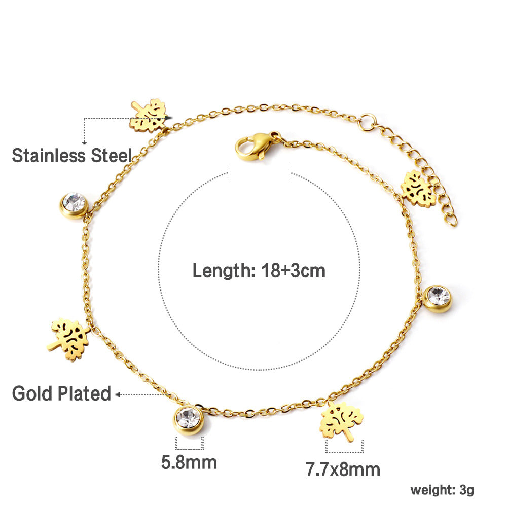 Damen zartes, goldplattiertes Armband mit funkelnden Zirkonia und herzförmigen Anhängern Shop Nory