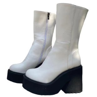 Damen Plateau-Stiefel mit hohem Blockabsatz und modischem Reißverschluss Shopnory