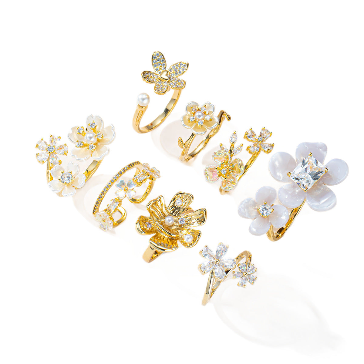 Damenring mit floralen Akzenten und Perlenverzierung Shop Nory