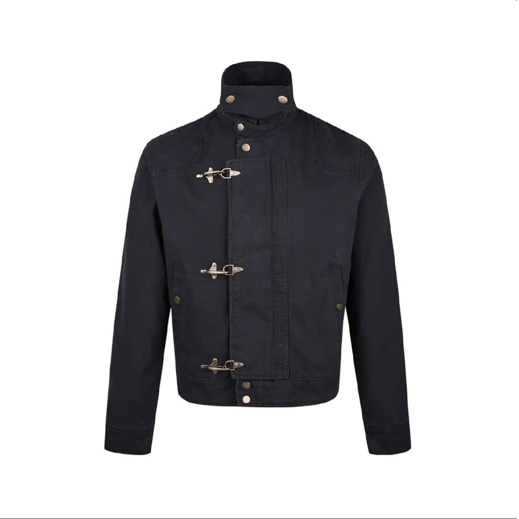 Herren modische Kurzjacke mit innovativen Schnallen und praktischem hochgeschlossenem Kragen