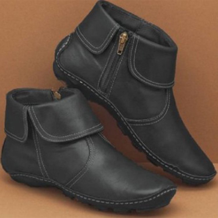 Damen Kurzstiefeletten mit umklappbarem Manschettenkragen und Seitenreißverschluss Shop Nory