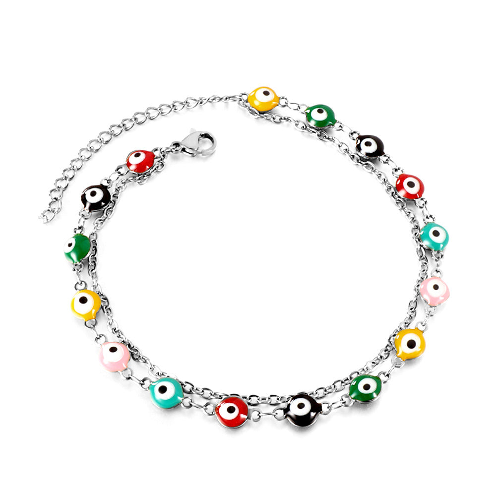 Damen Armband aus Edelstahl mit bunten Perlen und Sternenanhängern Shop Nory