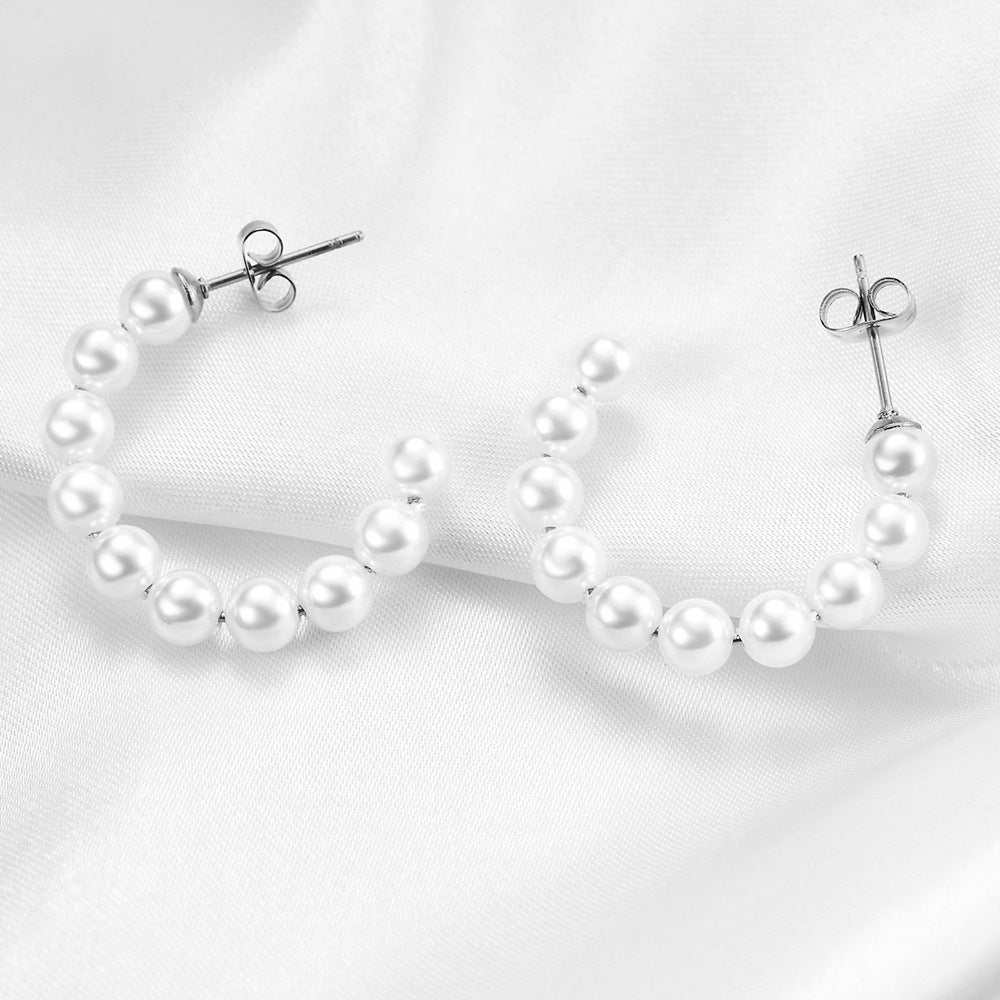 Damen Creolen mit Perlenbesatz Shop Nory