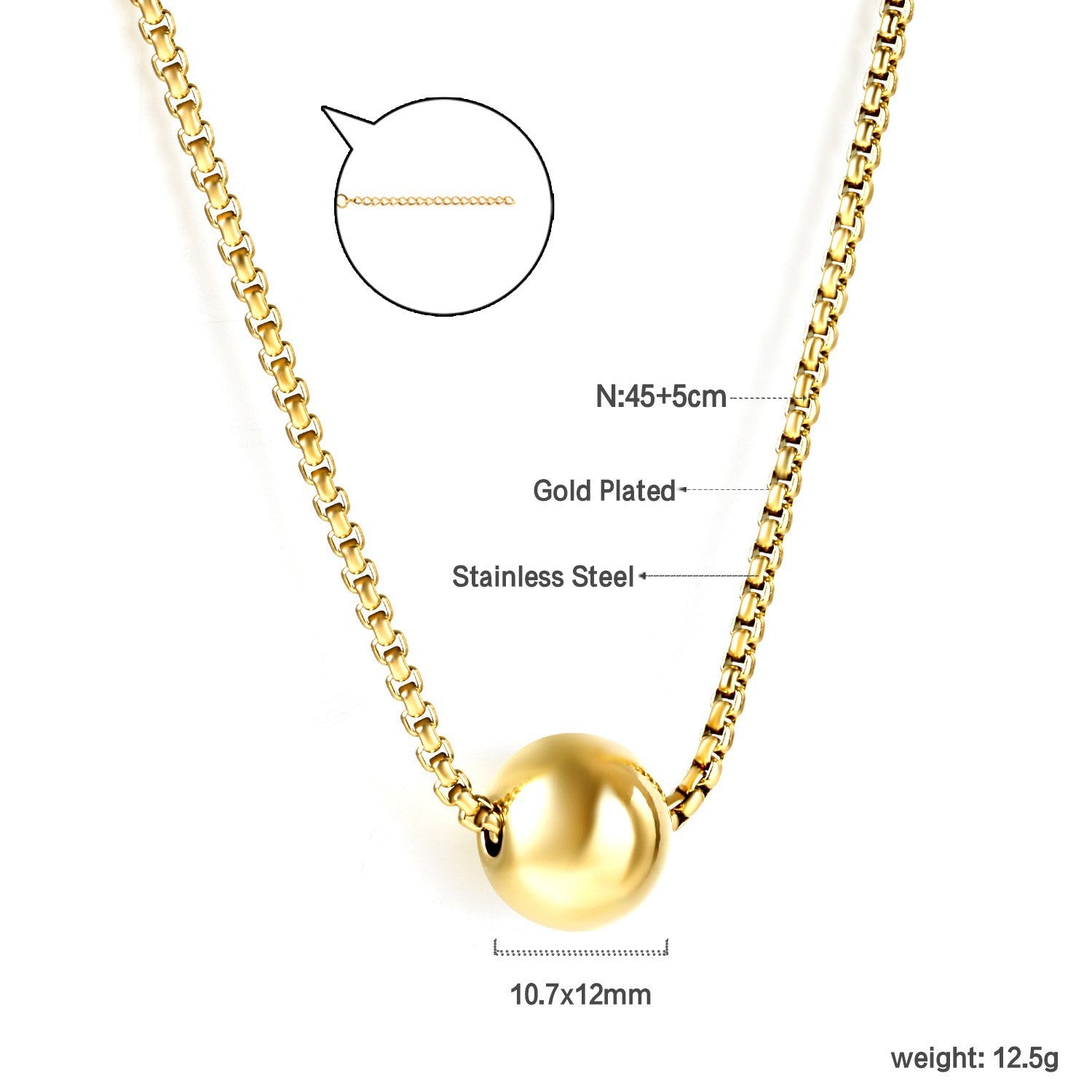 Damen modische Halskette mit verstellbarem Anhänger und eleganten Gliedern Shop Nory