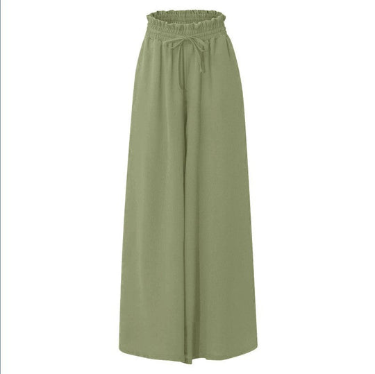 Damen Weite High-Waist-Hose mit elastischem Bund und praktischen Taschen