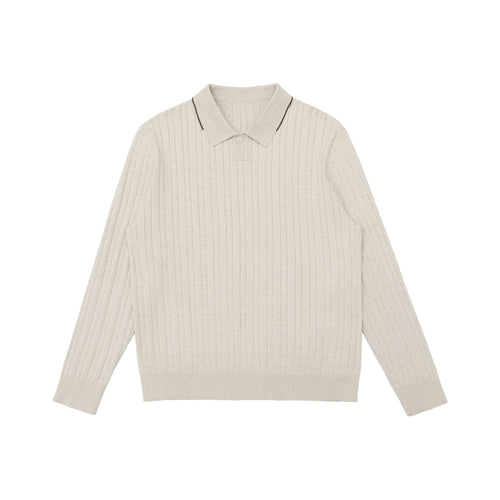 Herren Zopfstrick-Polokragenpullover mit halber Knopfleiste Shop Nory