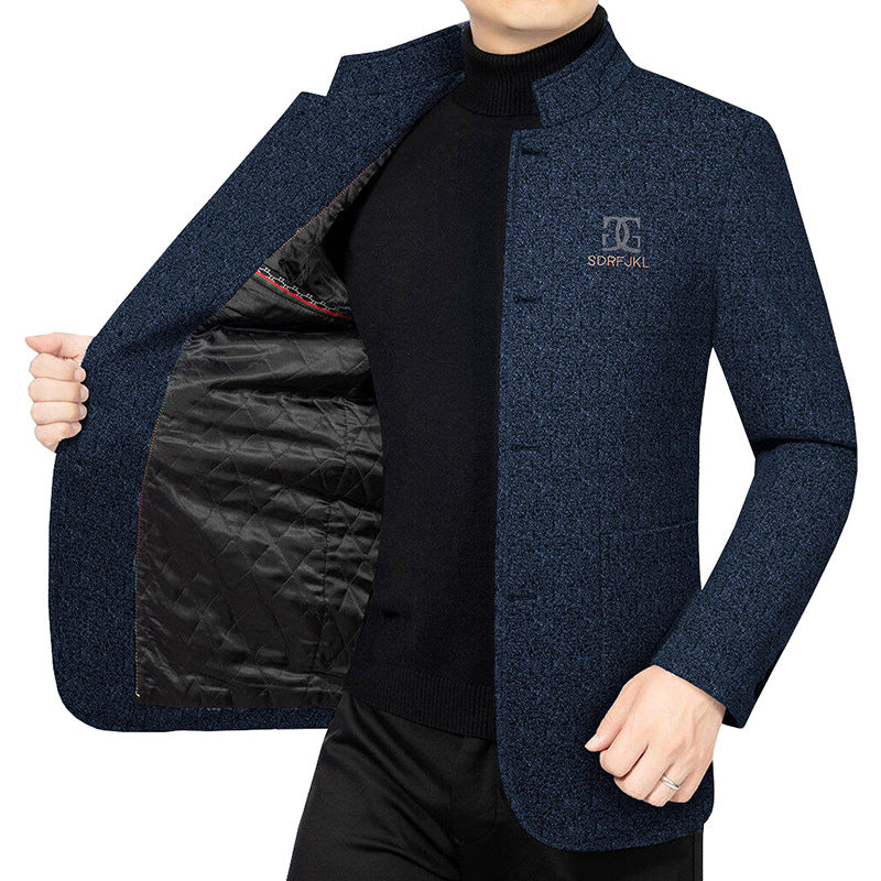 Herren Moderner Stehkragen-Blazer im Travel-Stil mit wattierter Innenfütterung Shop Nory