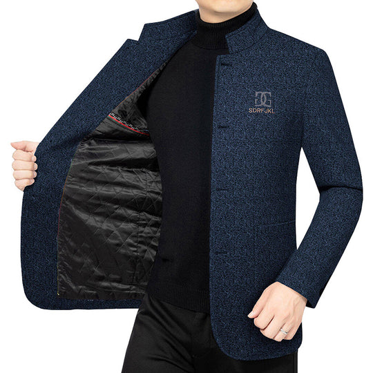 Herren Moderner Stehkragen-Blazer im Travel-Stil mit wattierter Innenfütterung Shop Nory