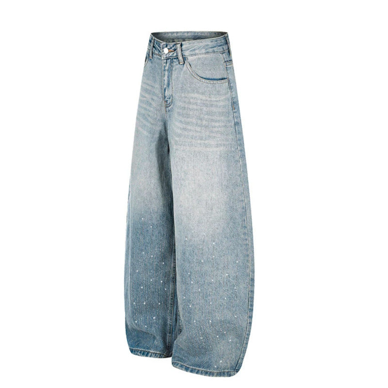 Damen Weite Balloon-Jeans mit hohem Bund und Sprenkel-Detail Shop Nory