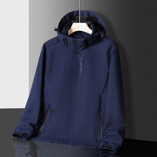 Herren leichter wasserdichter Softshell‑Hoodie mit Kapuze und Tarn‑Hex‑Alloverprint Shop Nory