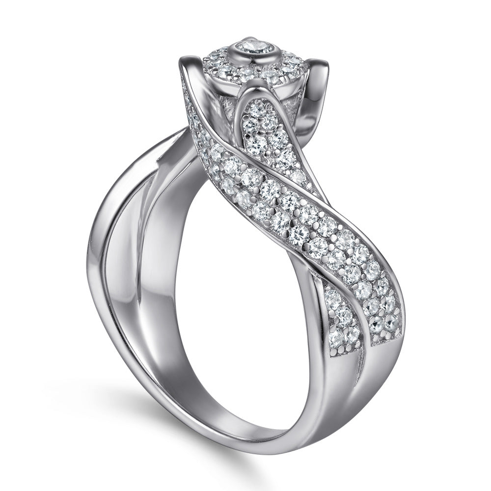 Damen Ring mit floraler Struktur und funkelnder Zirkonia Shop Nory