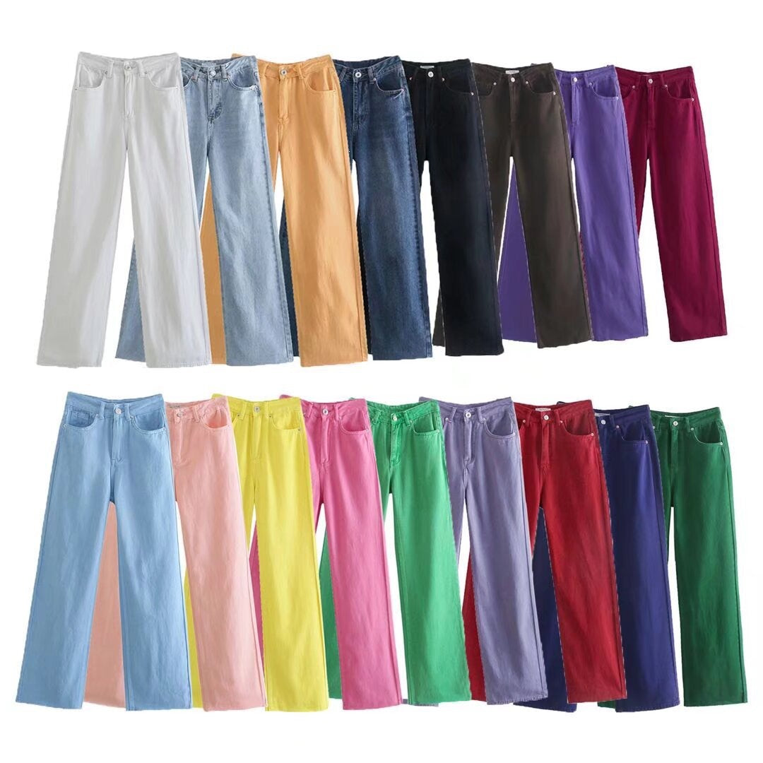 Damen Hochtaillierte weit geschnittene Jeans mit weitem Bein, hoher Taille und rohem Saum Shop Nory
