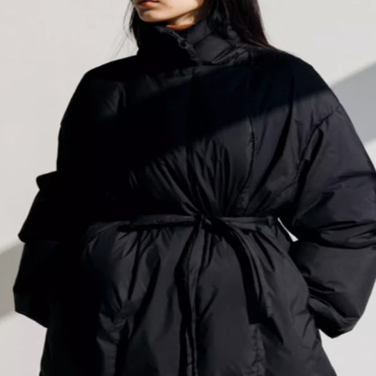 Damen Wattierter Longline-Parka mit Wickel-Bindegürtel und Volumenärmeln Shop Nory