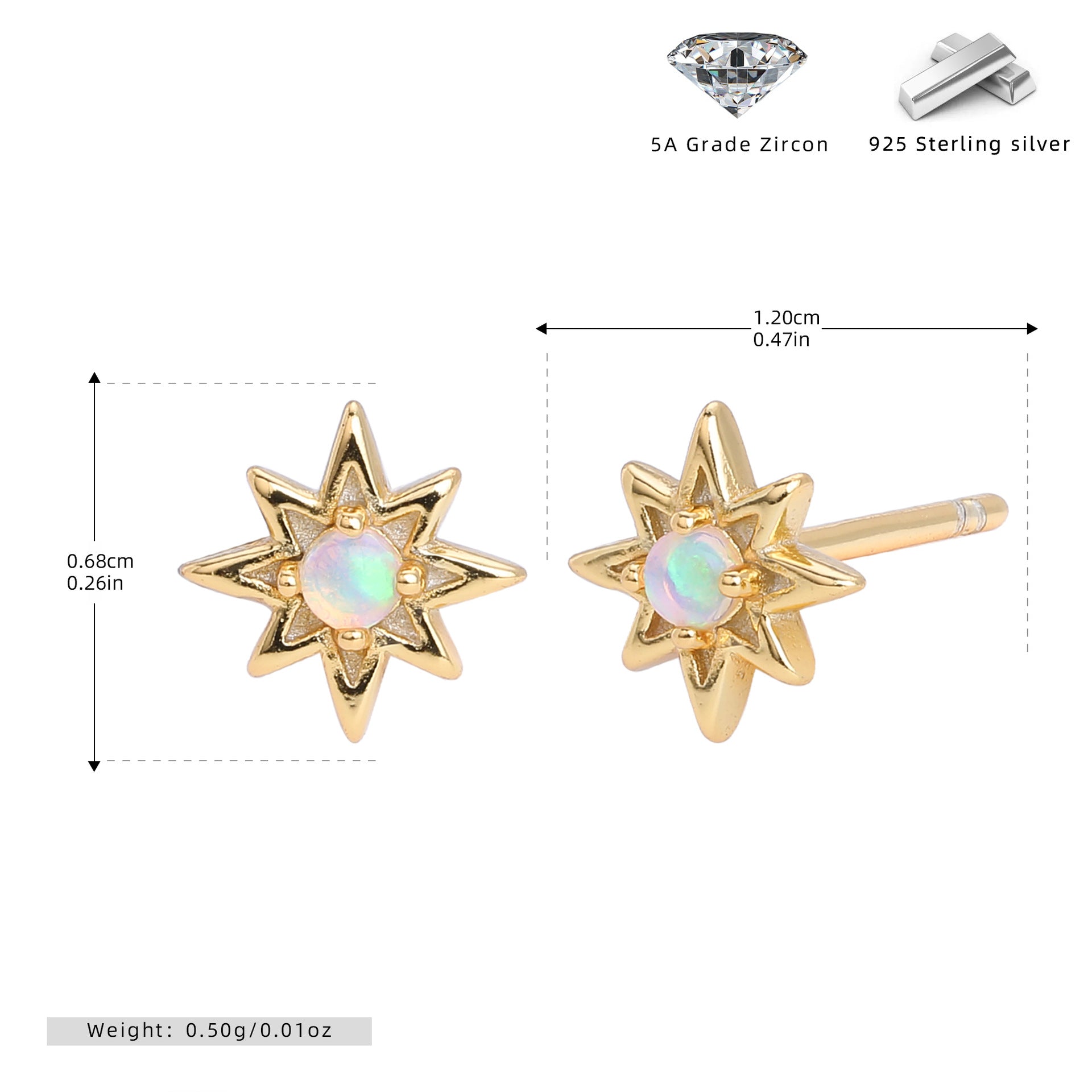Damen Ohrstecker im kreativem Sonnenstern-Design aus hochwertigem 925 Sterling Silber Shop Nory