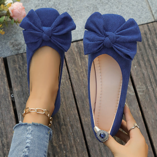 Damen Ballerina-Schuhe mit dekorativer Schleifenapplikation und bequemer Innenpolsterung Shopnory
