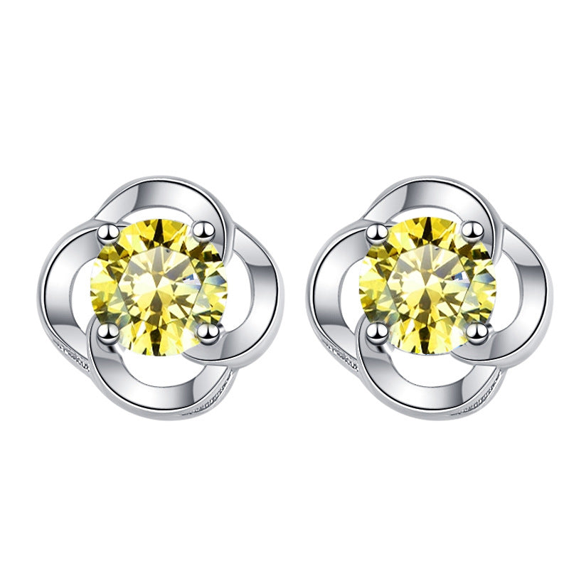 Damen Ohrringe im floralen Design mit buntem Kristall Shop Nory